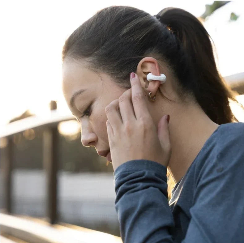 Auriculares de Sonido Abierto Tipo Clip Blancos Ligeros y Ergonómicos