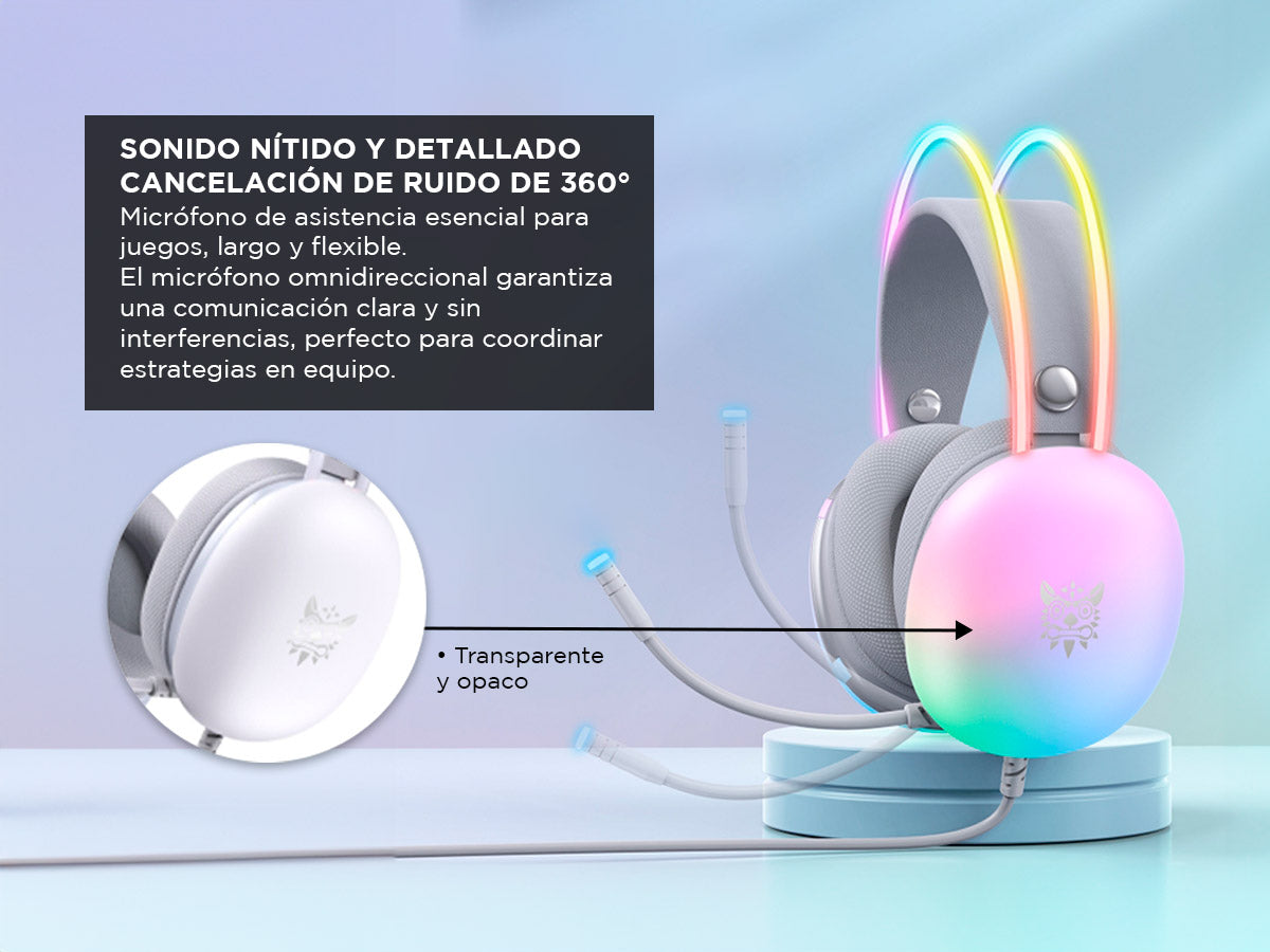 Auriculares Gamer Onikuma X25 Blancos con Sonido 7.1 y Luces RGB