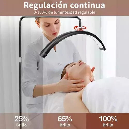 Lámpara de Pie LED en Forma de Media Luna Negra