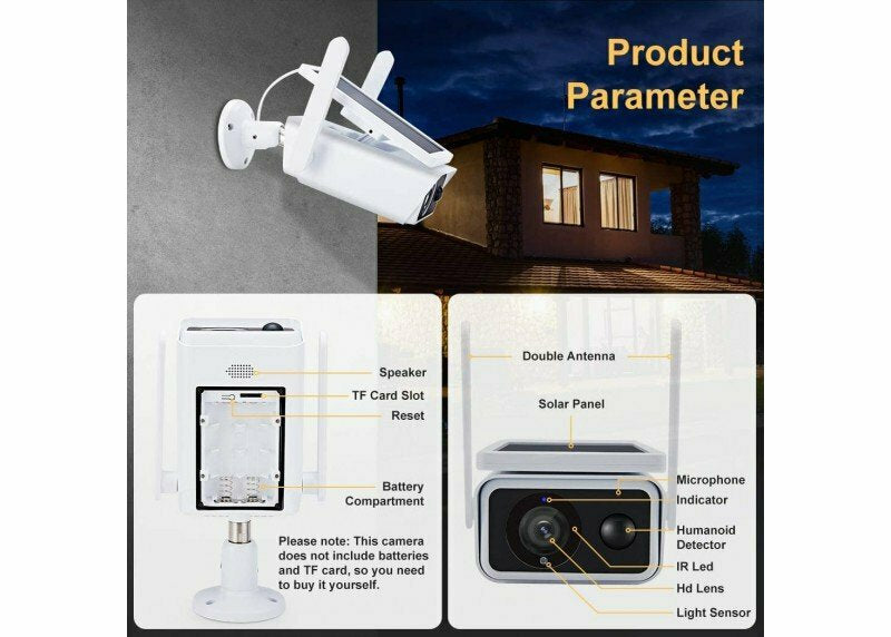Cámara de Seguridad Solar con WiFi y Detección de Movimiento