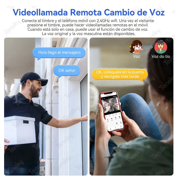 Timbre Inalámbrico con Cámara WiFi y Visión Nocturna X9