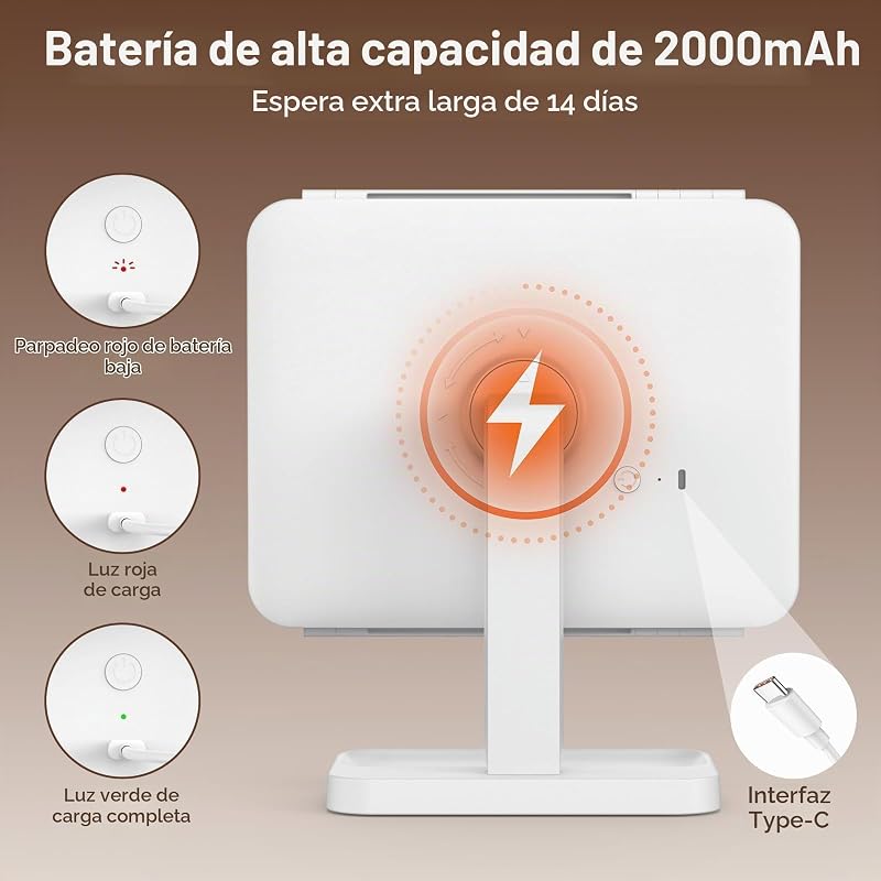 Espejo LED Plegable Portátil con Luz