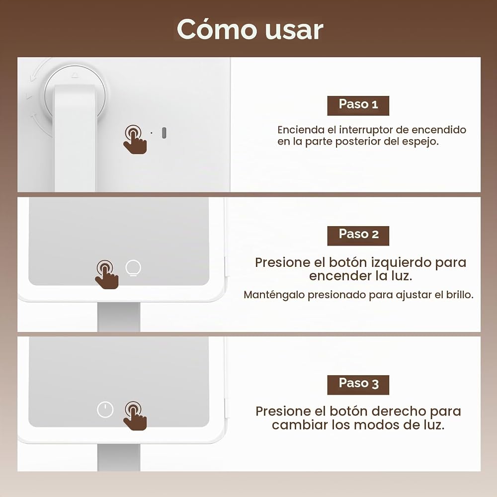 Espejo LED Plegable Portátil con Luz