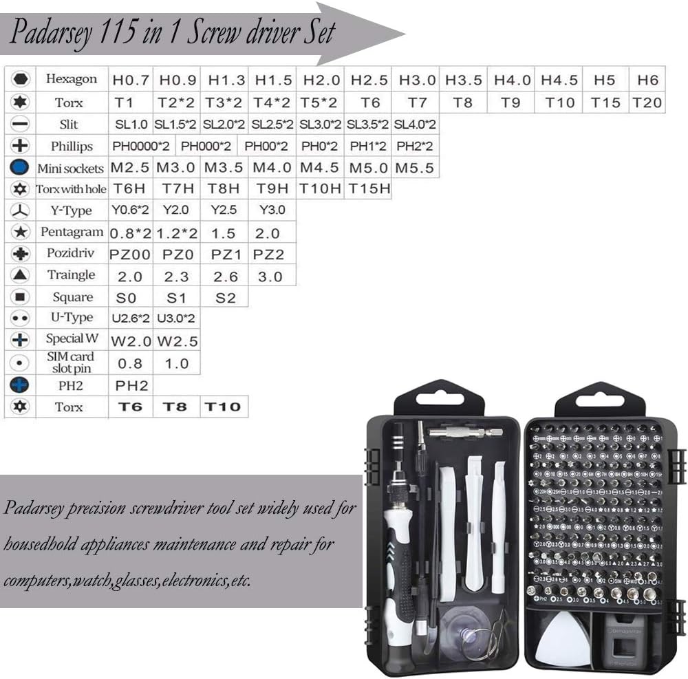 Kit de Destornilladores de Precisión 115 en 1 para Reparar Celulares y Laptops