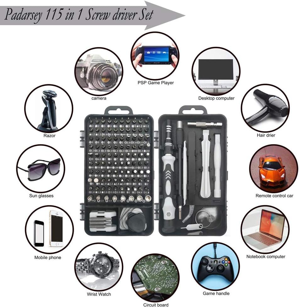 Kit de Destornilladores de Precisión 115 en 1 para Reparar Celulares y Laptops