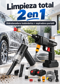 Combo Limpieza Total para Auto: Hidrolavadora Inalámbrica con 2 Baterías y Aspiradora Portátil