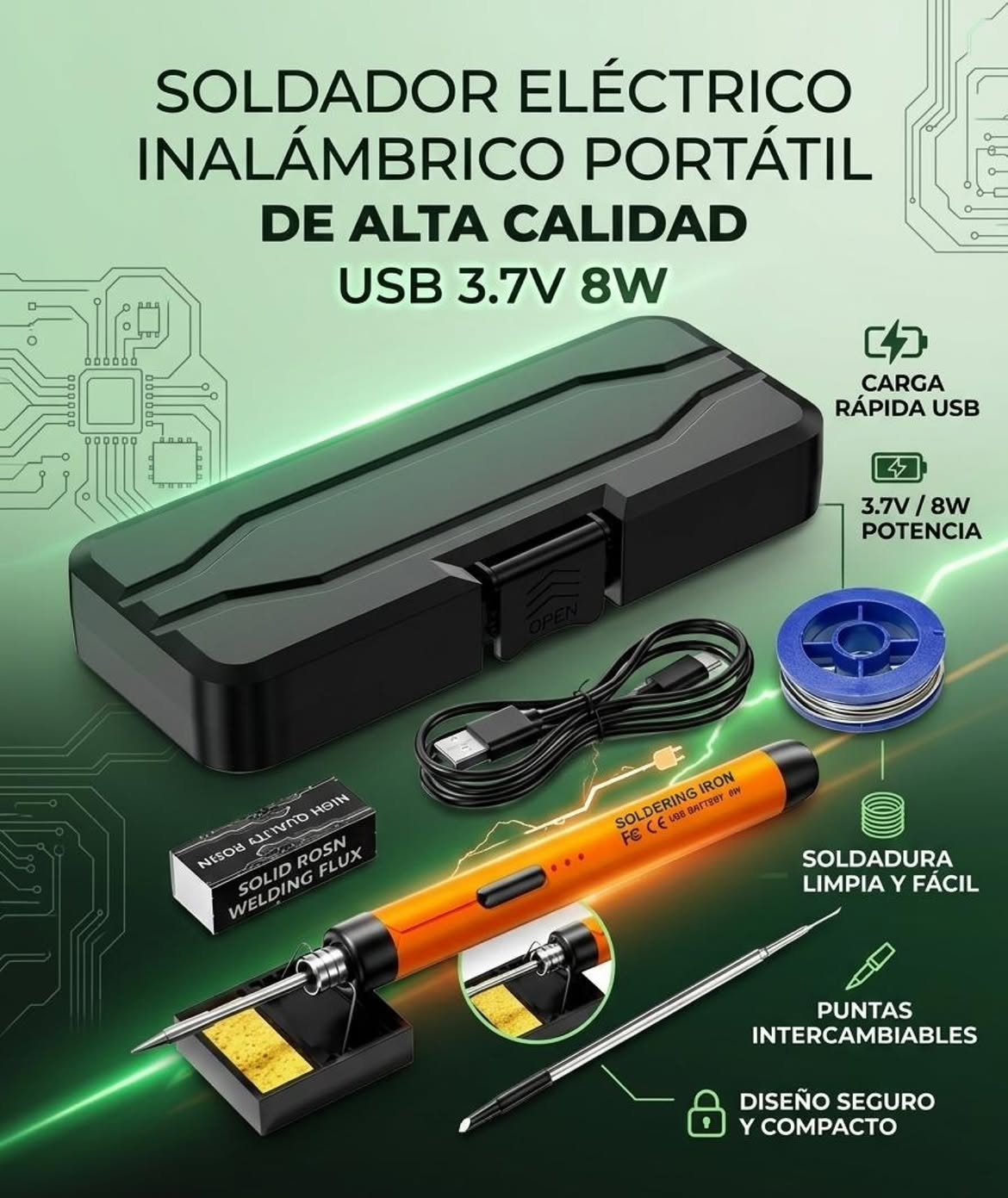 Kit de Soldador Inalámbrico Portátil Recargable