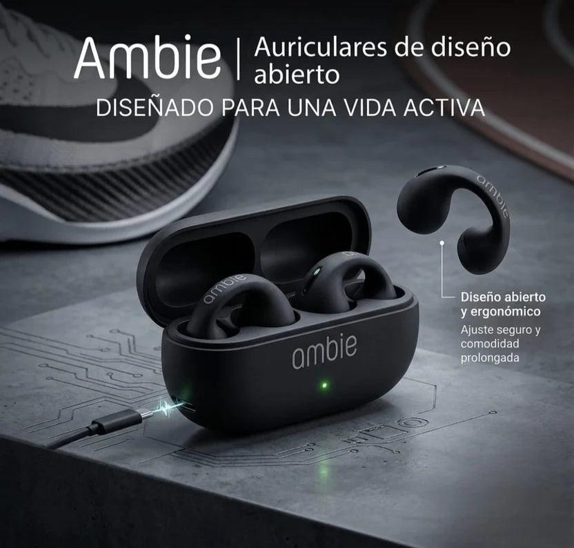 Auriculares de Sonido Abierto Tipo Clip Blancos Ligeros y Ergonómicos