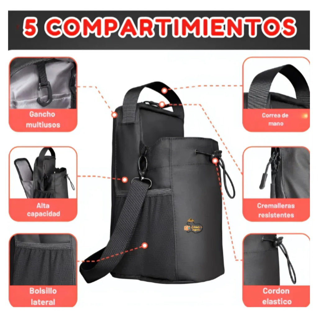 Bolso Magnético Portabotella para Gym con Correa Ajustable